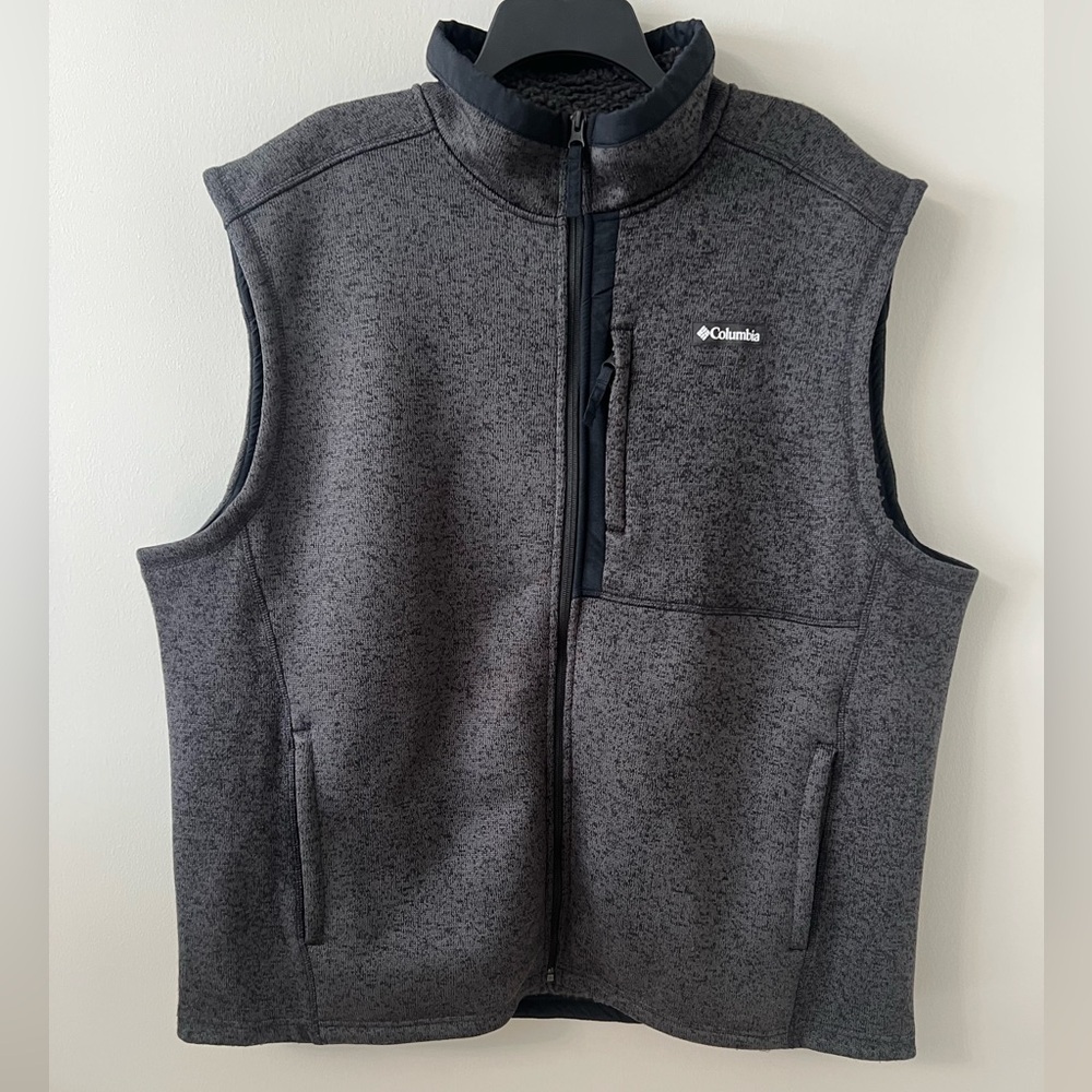 Columbia Men's Sweater Weather Fleece Vest Charcoal Gray XXL Full Zip GUC